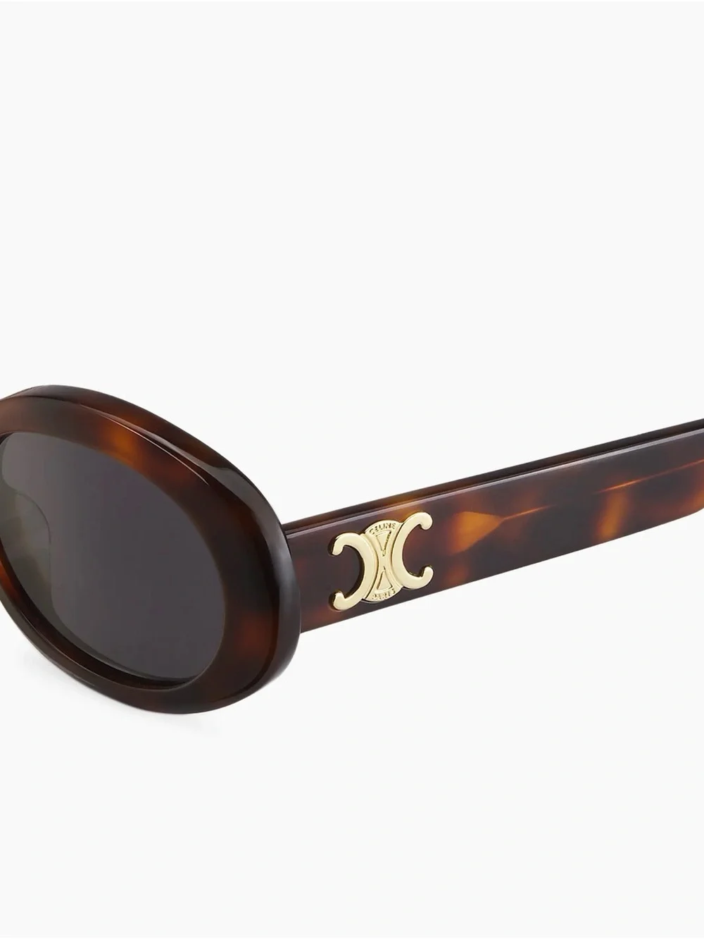Celine Tortoiseshell Brown Oval Logo Sunglasses - Picture 2 of 6